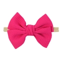 Infant nylon headband with hot pink waffle knit bow, soft seamless baby hair accessory - Hot Pink