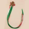 Pince à cheveux bonhomme de pain d'épice avec extensions synthétiques rouge blanc vert - Bonhomme en pain d'épices