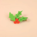 Pince à cheveux de Noël avec feuilles de houx et baies en paillettes rouges et vertes - Feuille Verte