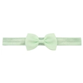 Elastic light green nylon headband for infants with a matching ribbed grosgrain bow - Light Green