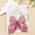 Set di grandi fermagli per capelli con fiocchi in nastro color crema e rosa antico - Stile di Combinazione(FJ094) / Bianco Crema + Rosa Viola