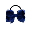 Navy blue large grosgrain ribbon bow hair tie with high elastic band for girls - Navy Blue