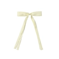 Elegant cream ribbon bow hair clip with double streamers for girls and women - Creamy White