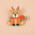 Christmas reindeer hair clip with red scarf and glitter finish for children - Cute Reindeer