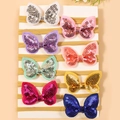 Set di 8 fasce per neonati in nylon colorato con fiocchi di paillettes per bambine e neonate - Combinazione 3