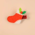 Christmas stocking hair clip with red green sequins and holly leaf detail for kids - Christmas Sock