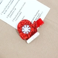 Serre-tête de Noël avec gant rouge pailleté et bordure en peluche blanche pour les fêtes - Barrette Moufle (#5)