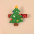 Christmas hair clip featuring a green glittery tree on a red sparkling metal base - Christmas Tree