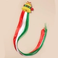 Christmas bell hair clip with red white green synthetic hair extensions for kids - Bell
