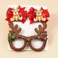 Set de fête de Noël avec pinces à nœud rouge et lunettes de renne marron à paillettes - Lunettes de Renne Brunes et Nœuds de Renne Rouges (Style 2)