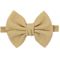 Soft nylon baby headband with a large beige waffle knit bow for infant girls - Beige