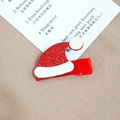 Barrette chapeau de Noël à paillettes rouges pour coiffures et décorations de fête - Barrette Bonnet de Noël (#7)