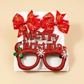 Ensemble de Noël avec lunettes rouges scintillantes et deux nœuds de cheveux festifs - Lunettes Rouges Pailletées Joyeux Noël et Nœuds Rouges (Style 3)