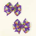Purple Halloween hair clips set with pumpkin patterns for girls hair accessories - Pumpkin Wizard Hat Pattern (FJ056) / Purple (Style 2)