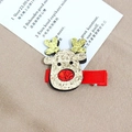 Barrette de Noël en forme de renne avec paillettes dorées et nez rouge festif - Barrette Renne à Paillettes (#8)
