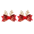 Barrettes de Noël avec nœuds rouges à paillettes et bois de renne dorés scintillants - Style Nœud Bois de Renne Boule de Poils Rouge (Style 6)