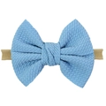 Sky blue knitted bow nylon headband for infants with soft high elasticity band - Sky Blue