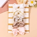 Set van 5 elastische nylon baby hoofdbanden met handgemaakte grosgrain lintstrikken - Combinatie 2