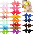 20pcs baby girl bow headbands in vibrant colors with ribbed grosgrain texture and elastic band - Mixed Color Set