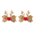 Barrettes de Noël bois de renne scintillants avec pompon rouge et nœuds dorés - Style Nœud Pailleté Or Bois de Renne Boule (Style 7)