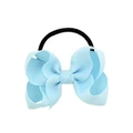 Sky blue ribbed grosgrain ribbon bow hair tie with elastic band for girls - Sky Blue