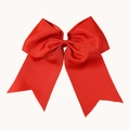 Large bright red grosgrain ribbon bow with long fishtail streamers for hair styling - Red