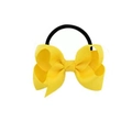 Bright yellow grosgrain ribbon bow hair tie with durable black elastic band for girls - Yellow