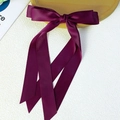 Elegant deep purple satin double bow hair clip with long flowing ribbon streamers - Yellow