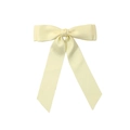 Pale yellow double-layered bow hair clip with long ribbons in silky fabric - Off-white