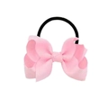 Pink layered grosgrain ribbon bow hair tie for children on a white background - Light Pink