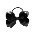 Classic black ribbed ribbon bow hair tie with high-elastic band for children - Black