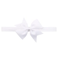 Diadema con lazo blanco puro de cinta de falla con banda elástica ancha para niñas bebés - Blanco