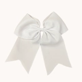 Pure white grosgrain ribbon hair bow with swallowtail streamers for girls - White