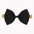 Black grosgrain ribbon bow headband with high elasticity band for babies and girls - Black