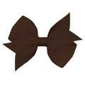 Classic dark brown grosgrain ribbon bow hair clip with layered swallowtail for girls - Dark Brown (#19)