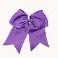 Purple grosgrain ribbon bow hair tie with elegant swallowtail long streamers for women - Purple