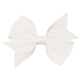 Classic white grosgrain ribbon bow hair clip for girls with ribbed texture - White (#1)