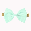 Mint green grosgrain bow headband with soft nylon elastic band for baby girls - Light Green