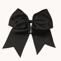 Classic black grosgrain ribbon hair bow with swallowtail streamers and hair tie - Black