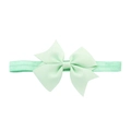 Elastic baby headband with mint green ribbed bow decoration for infants and toddlers - Light Green