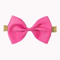 Bright pink ribbed bow headband for girls featuring a high-elastic light brown band - Deep Pink