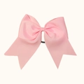 Pink grosgrain ribbon bow hair tie with long streamers and black elastic band - Light Pink