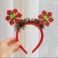 Serre-tête de Noël rouge avec lettrage Merry Christmas et fleurs scintillantes - Serre-Tête de Noël Fleur à Paillettes (#20)