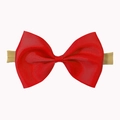 Classic bright red grosgrain ribbon bow headband with soft stretch band for baby girls - Red