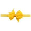 Elastic yellow grosgrain ribbon hair band with a classic four-corner bow for girls - Yellow