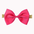 Deep pink grosgrain ribbon bow headband with a high elasticity nude nylon hair band - Rose Red