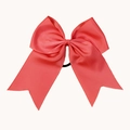 Solid coral pink grosgrain ribbon bow hair tie with high elastic band for women - Watermelon red