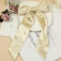 Elegant champagne gold satin hair clip featuring a large double bow and long ribbons - Champagne Gold (2#)