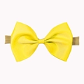 Bright yellow grosgrain ribbon bow headband with high elasticity nude nylon band for girls - Yellow