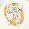 Elegante fermaglio per capelli a fiocco bianco con rose rosa e lunghi nastri fluidi - Bianco Floreale